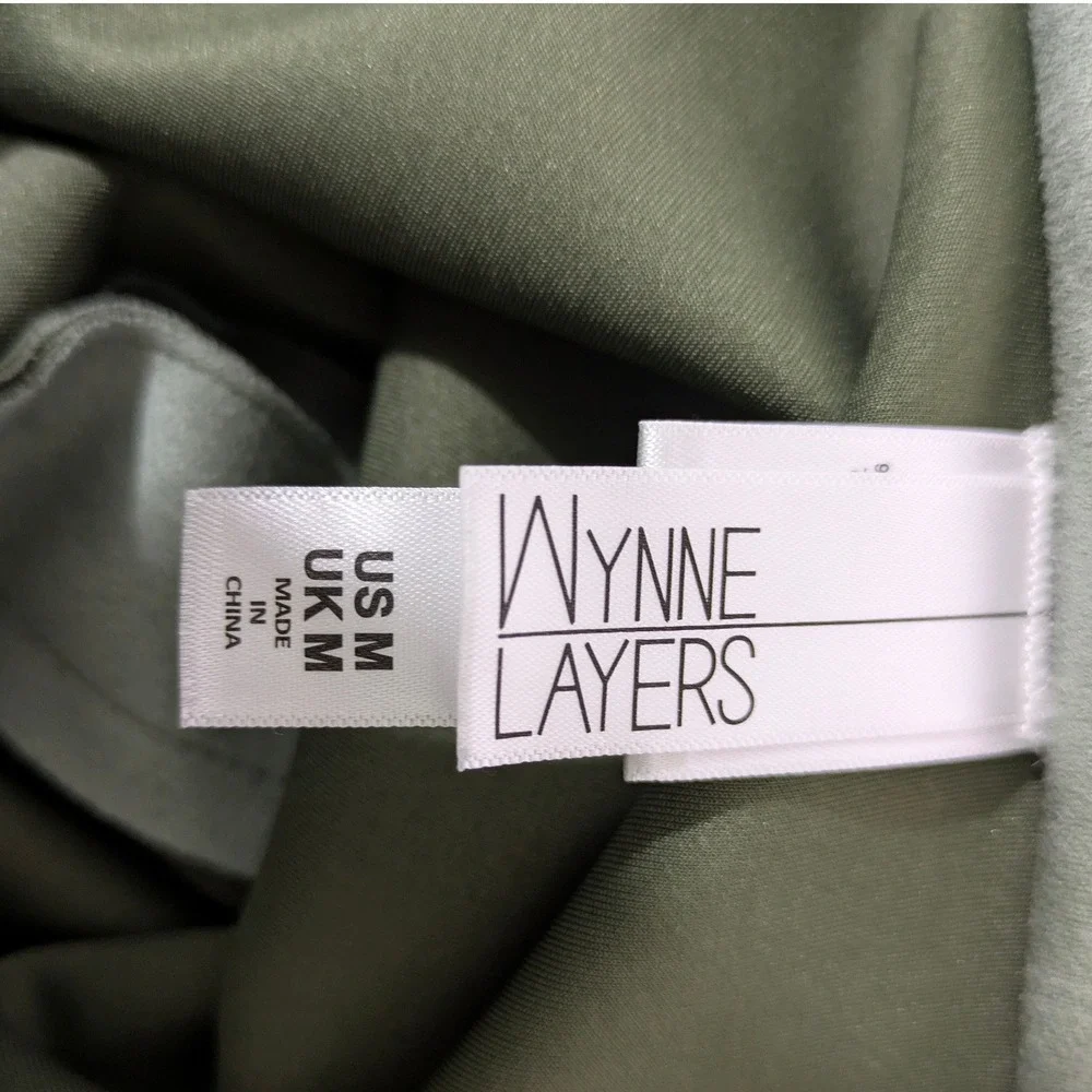 Marla Wynne Layers Womens Top Long Sleeve Full Snap Green Faux Suede Size M